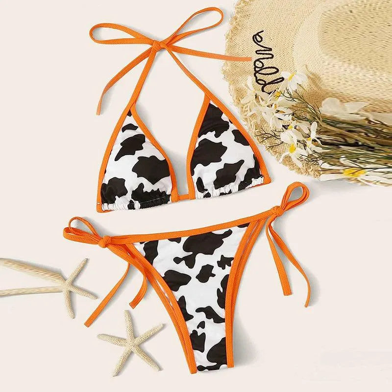 Cow Print Bikini Swimsuit