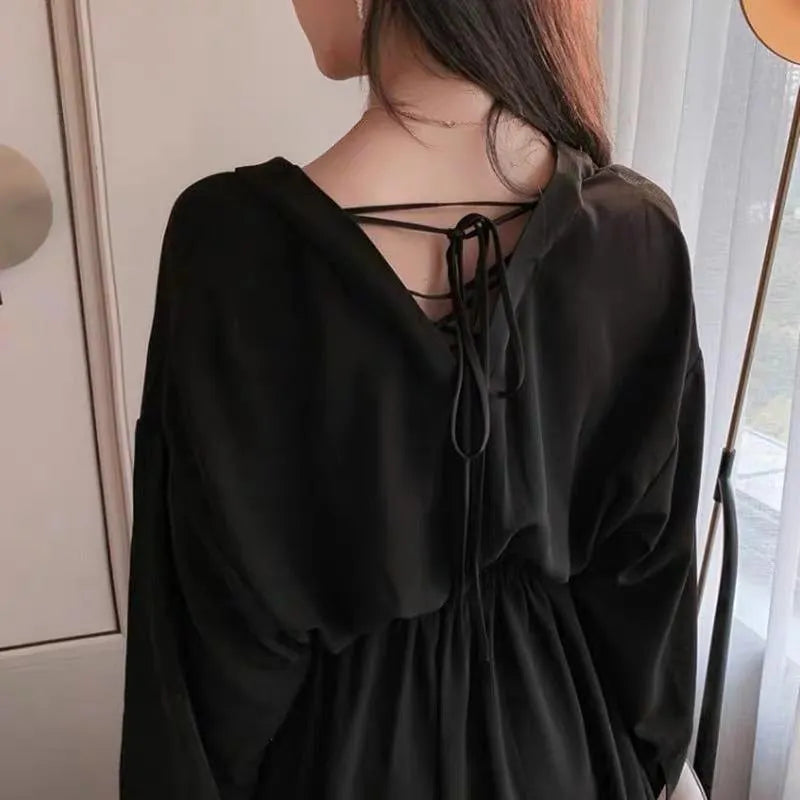 Long Sleeve Belt Waist Dress