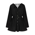 Long Sleeve Belt Waist Dress