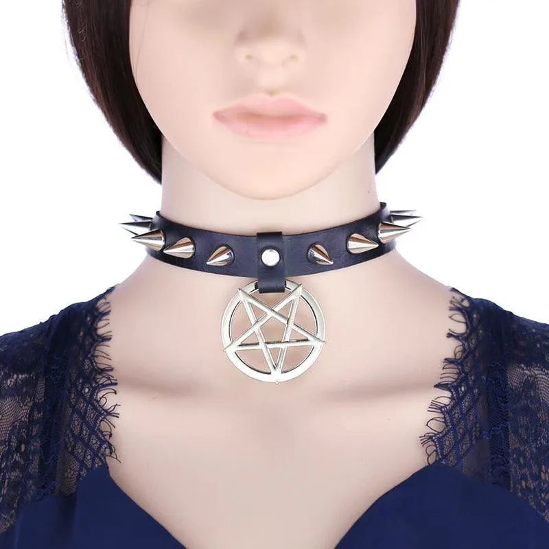 Pentagram Spike Choker