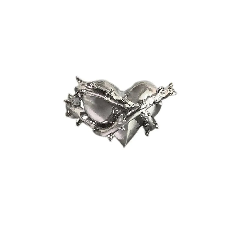 Imprisoned Heart Metal Thorn Love Ring