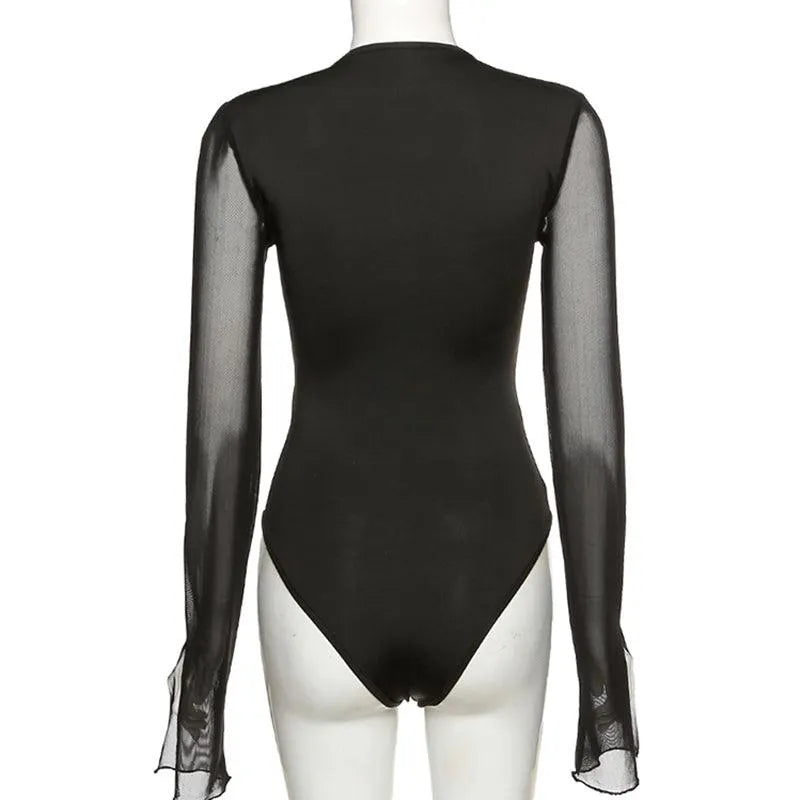 New Trend Mesh Halter Bodysuit