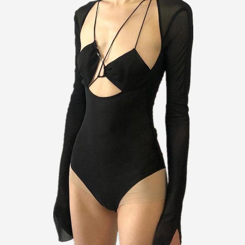 New Trend Mesh Halter Bodysuit