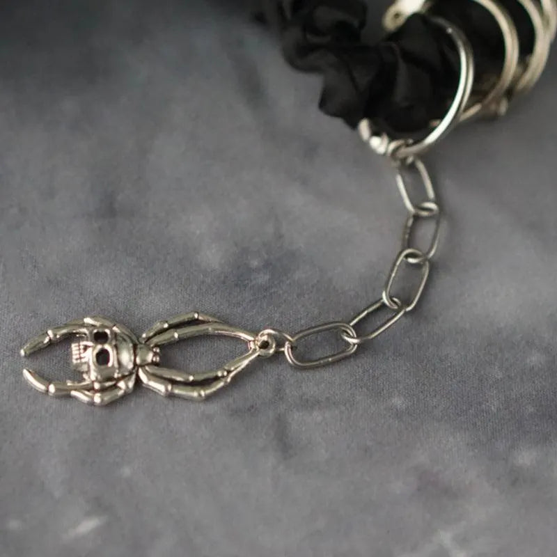 Skull Cross Heart Hair Tie