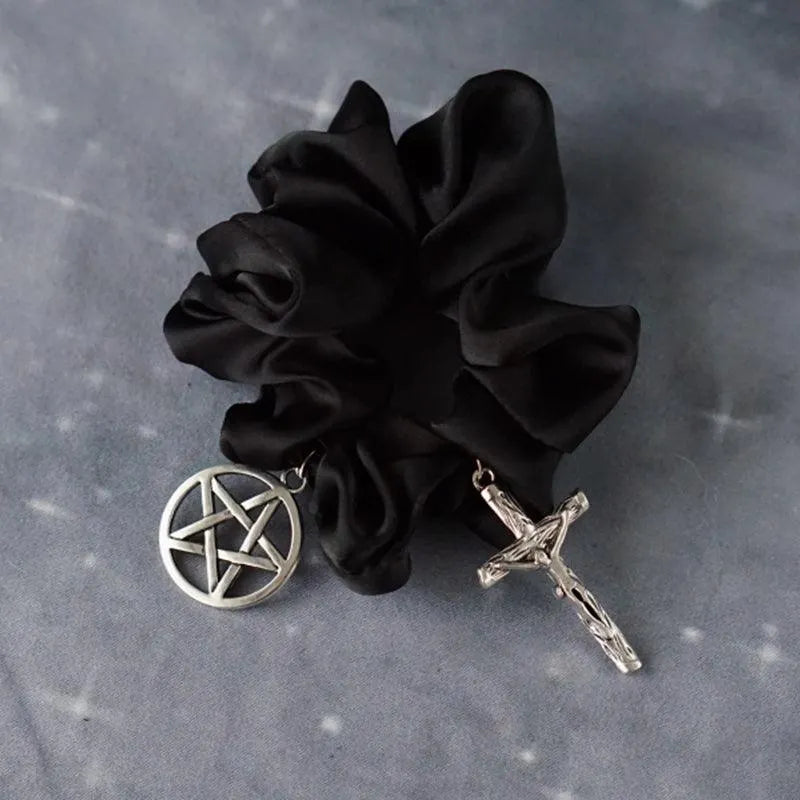 Skull Cross Heart Hair Tie