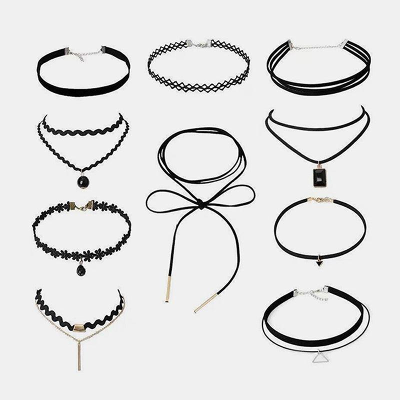 Simple Black Choker Set