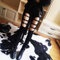 Buckle Hollow Out Skinny Pants