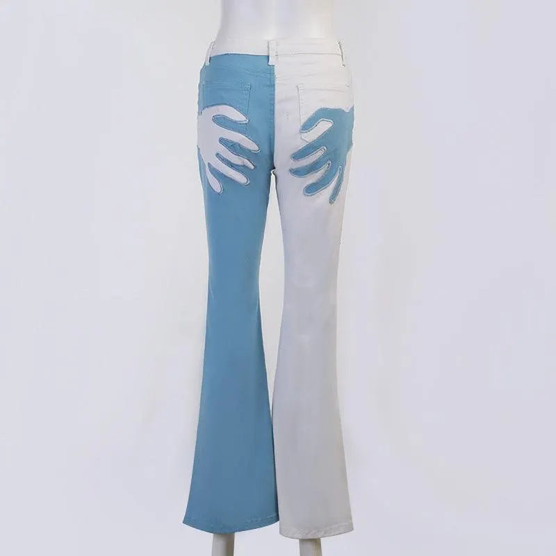 Contrast Palm Patch Embroidered Pants