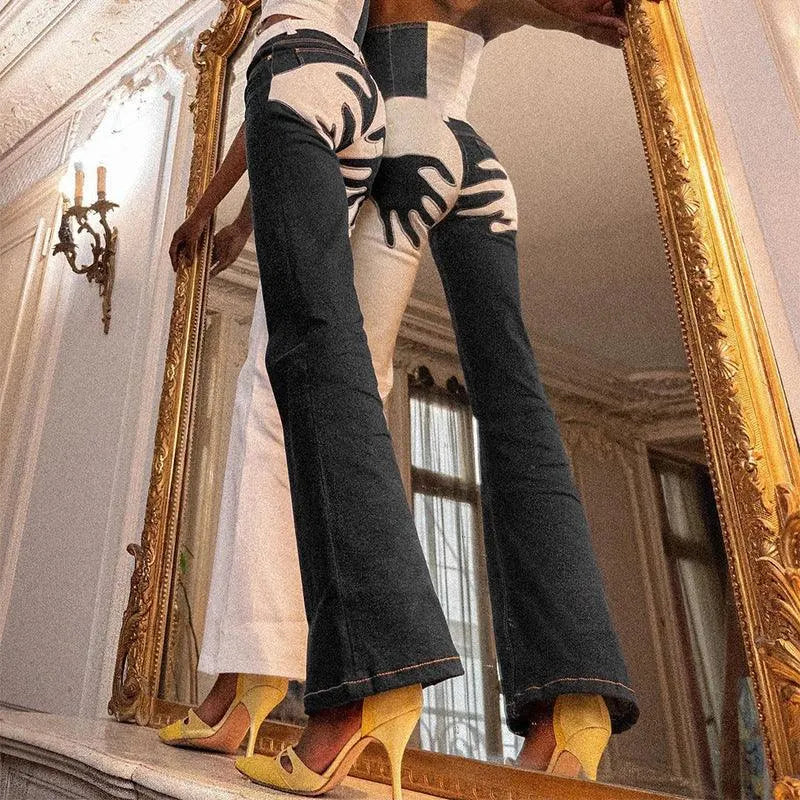 Contrast Palm Patch Embroidered Pants