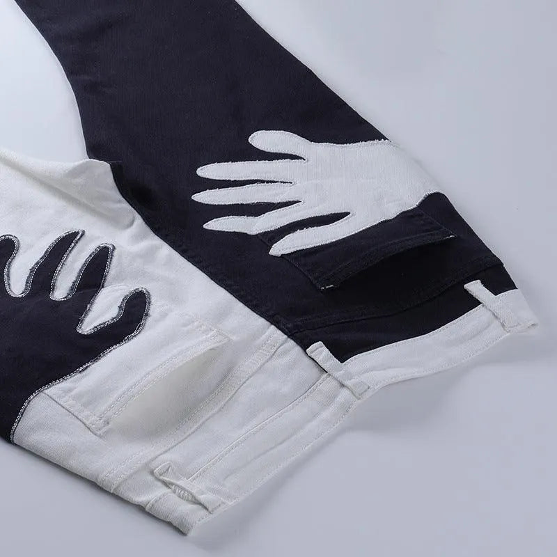 Contrast Palm Patch Embroidered Pants