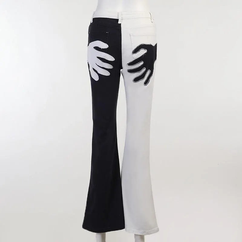 Contrast Palm Patch Embroidered Pants