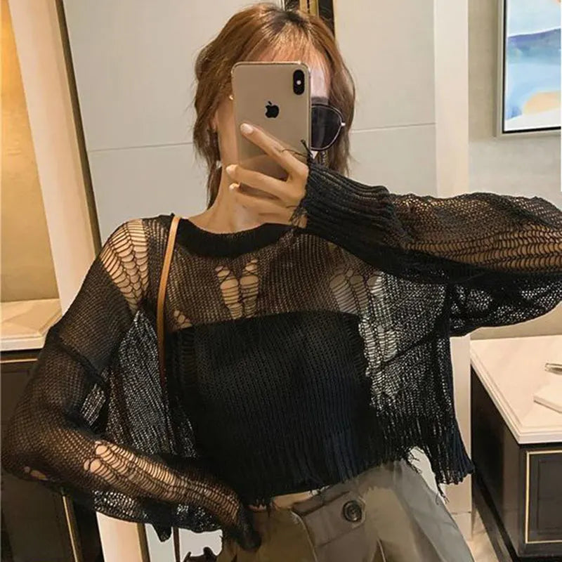 Careless Whisper Hollow Out Knitted Top