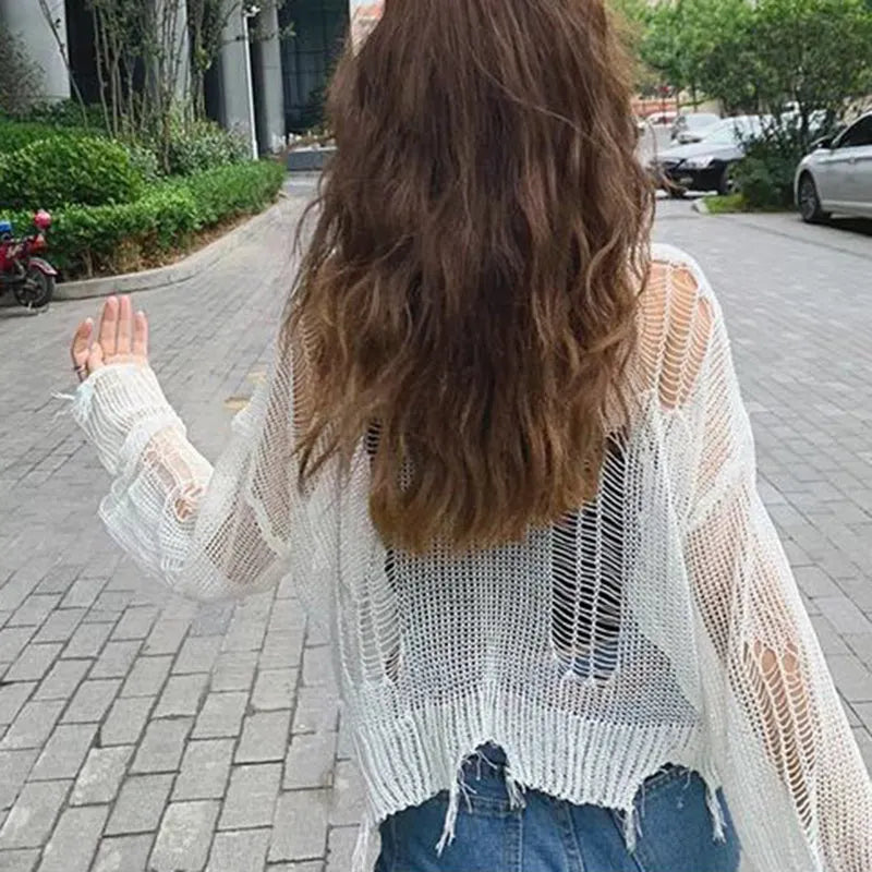 Careless Whisper Hollow Out Knitted Top