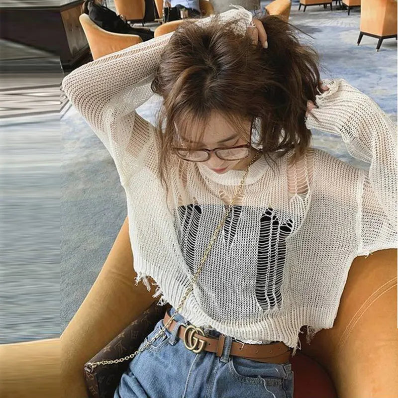 Careless Whisper Hollow Out Knitted Top