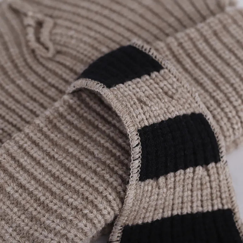 Warm Fox Tail Knitted Wool Hat