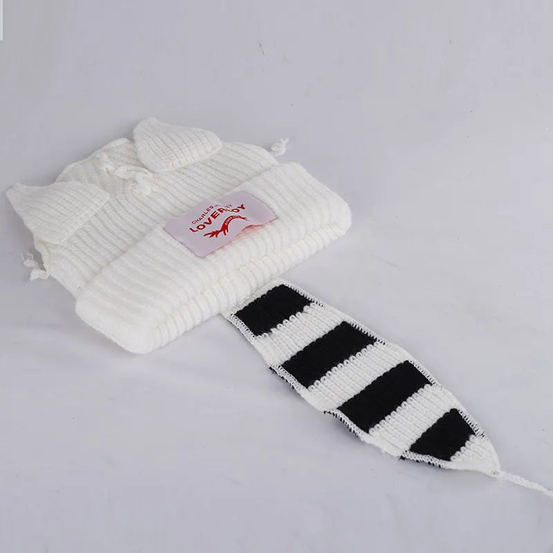 Warm Fox Tail Knitted Wool Hat