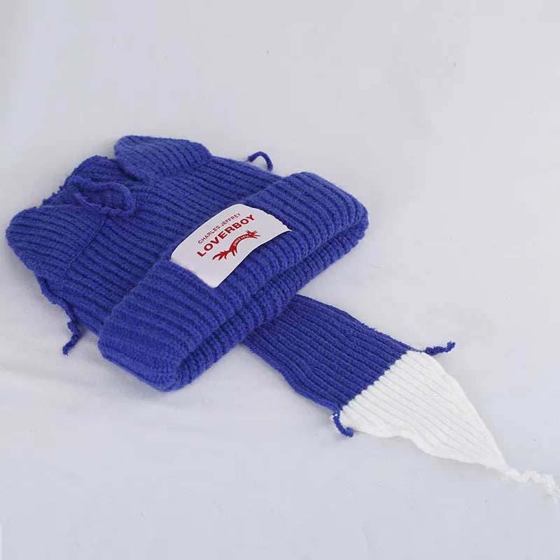 Warm Fox Tail Knitted Wool Hat