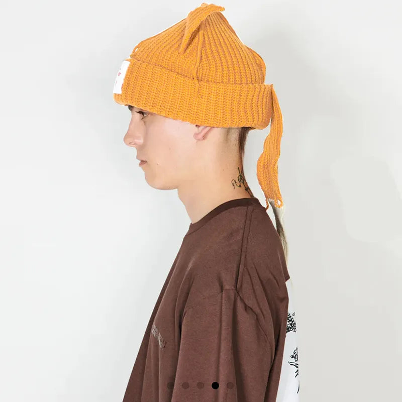 Warm Fox Tail Knitted Wool Hat