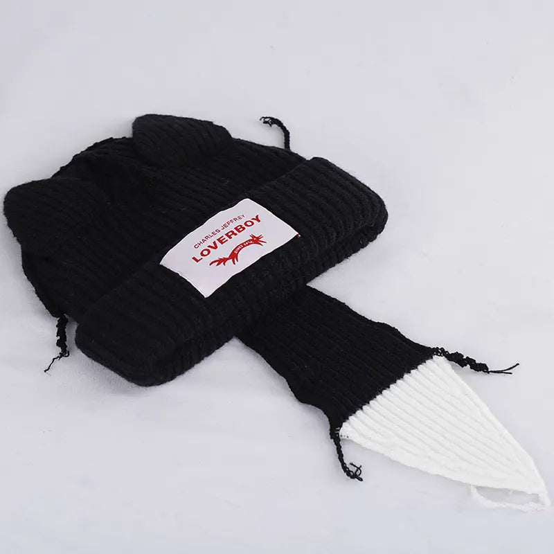 Warm Fox Tail Knitted Wool Hat