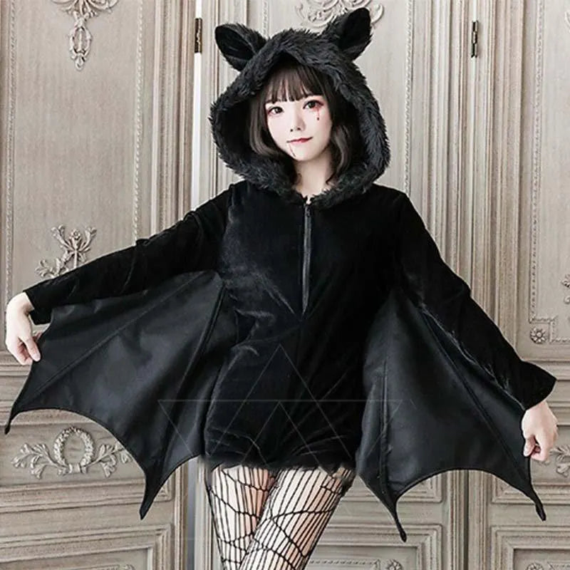 Bat Ear Hooded Dress and Devil Stockings