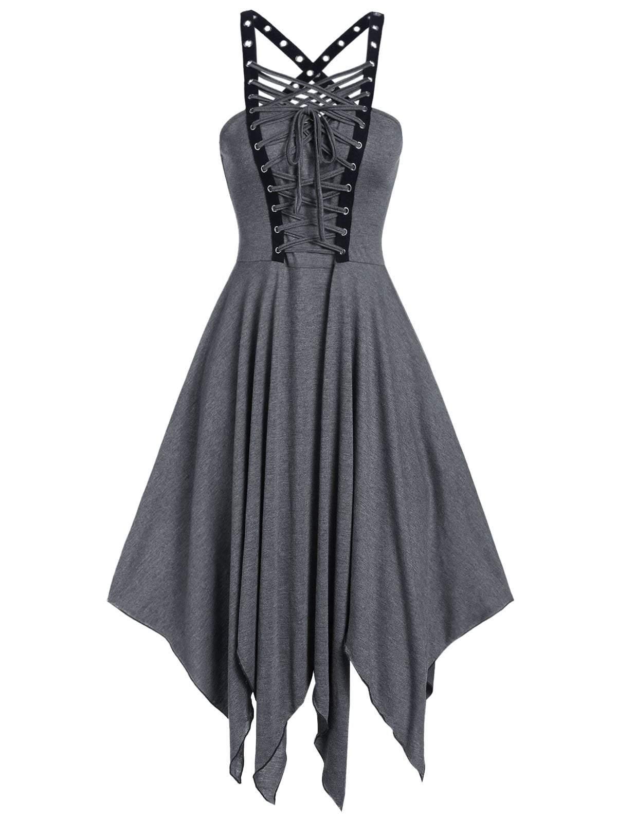 Sleeveless Lace Up Strap Irregular Dress