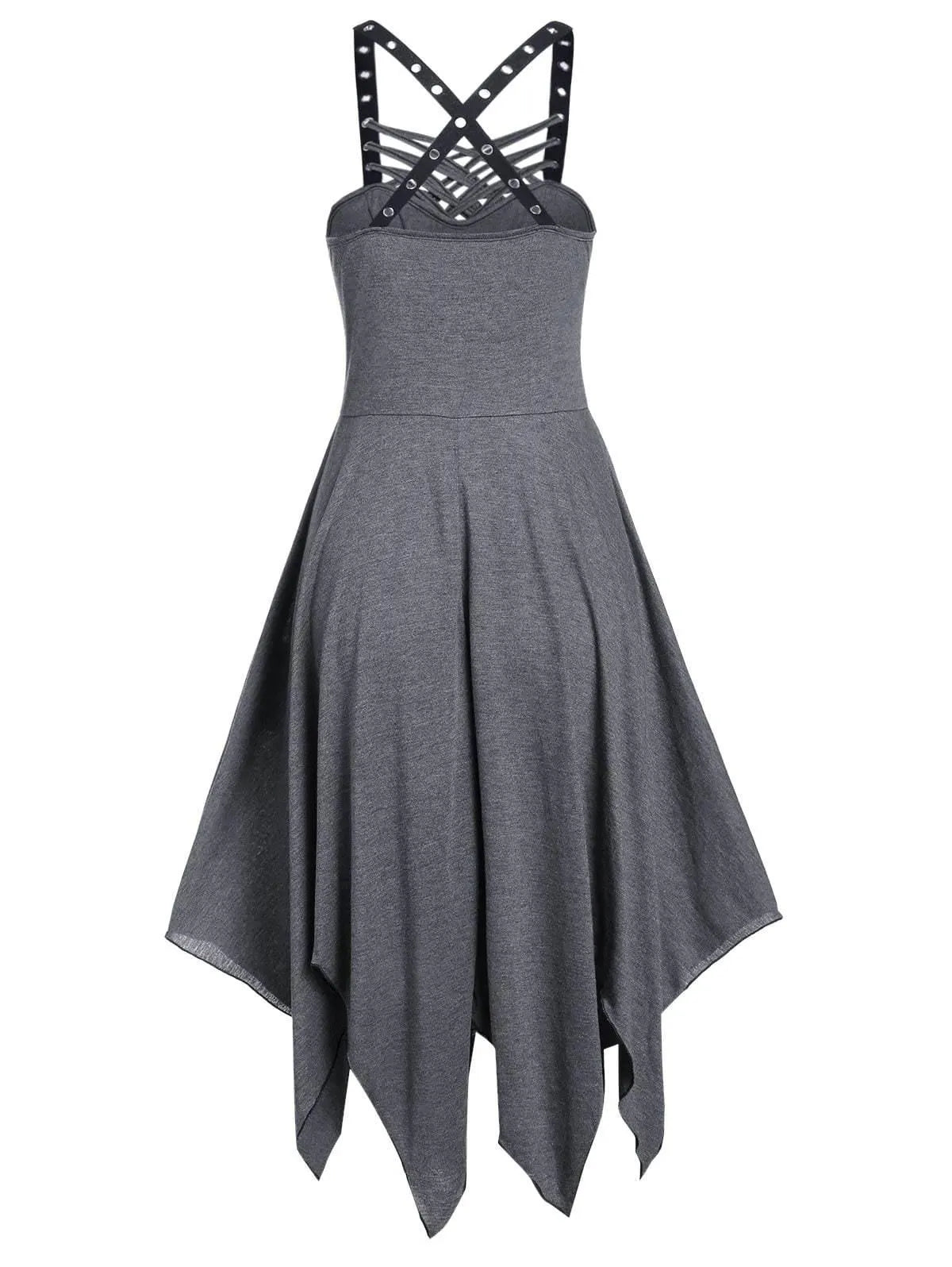 Sleeveless Lace Up Strap Irregular Dress