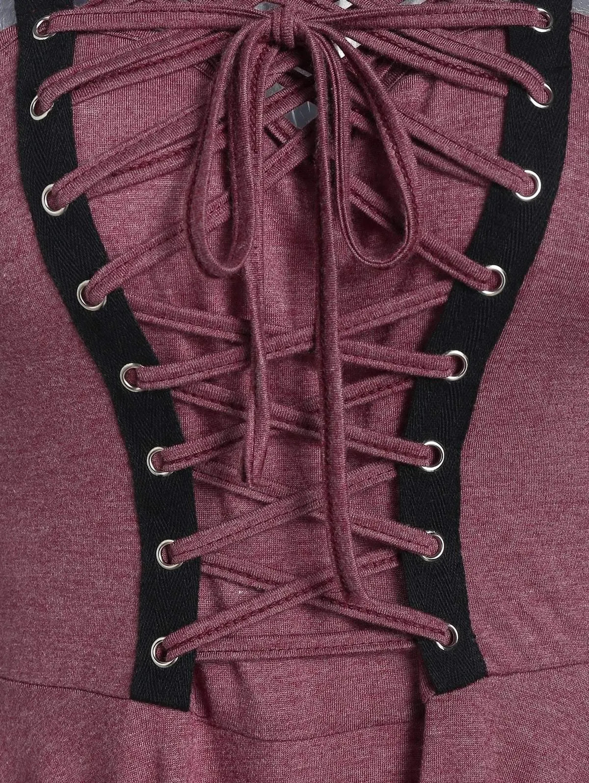 Sleeveless Lace Up Strap Irregular Dress