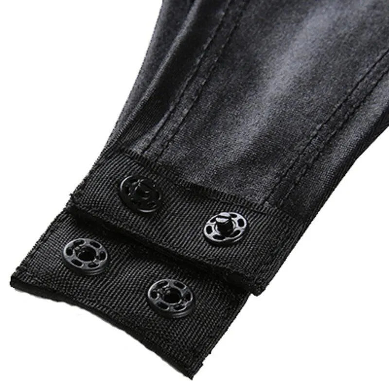 Matte Patent Leather Concealed Button Bodysuit