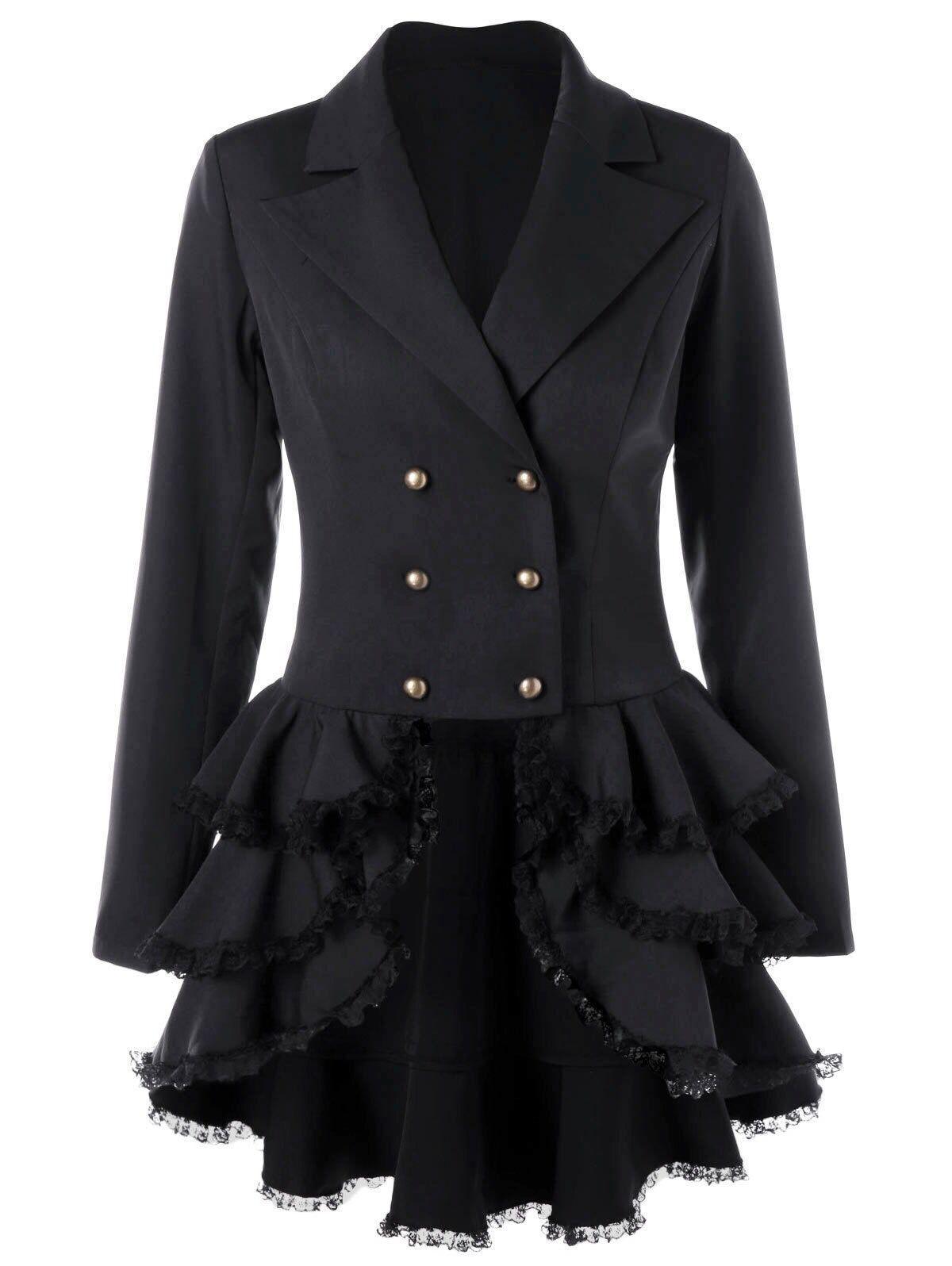 Double Breasted Ruffle Pendulum Coat