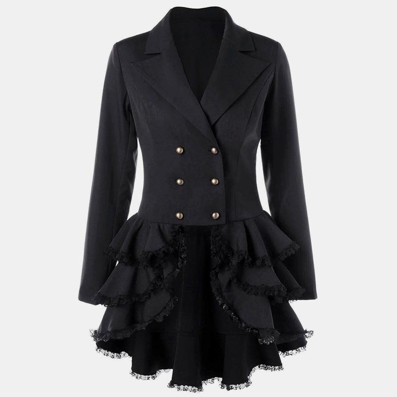 Double Breasted Ruffle Pendulum Coat
