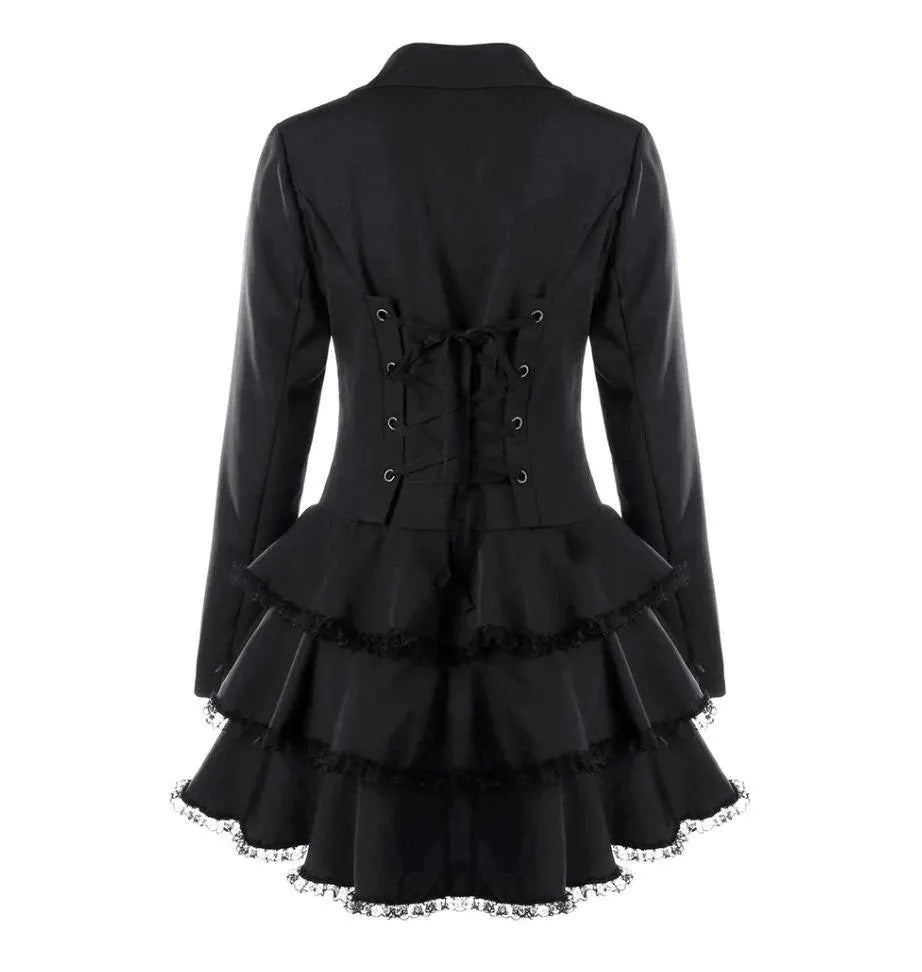 Double Breasted Ruffle Pendulum Coat