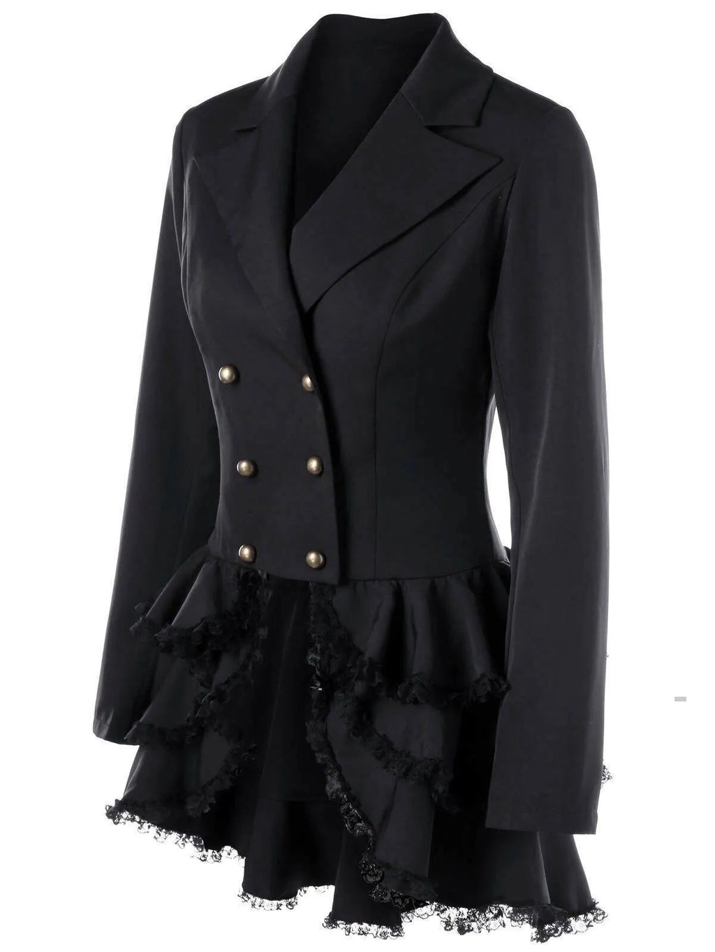 Double Breasted Ruffle Pendulum Coat