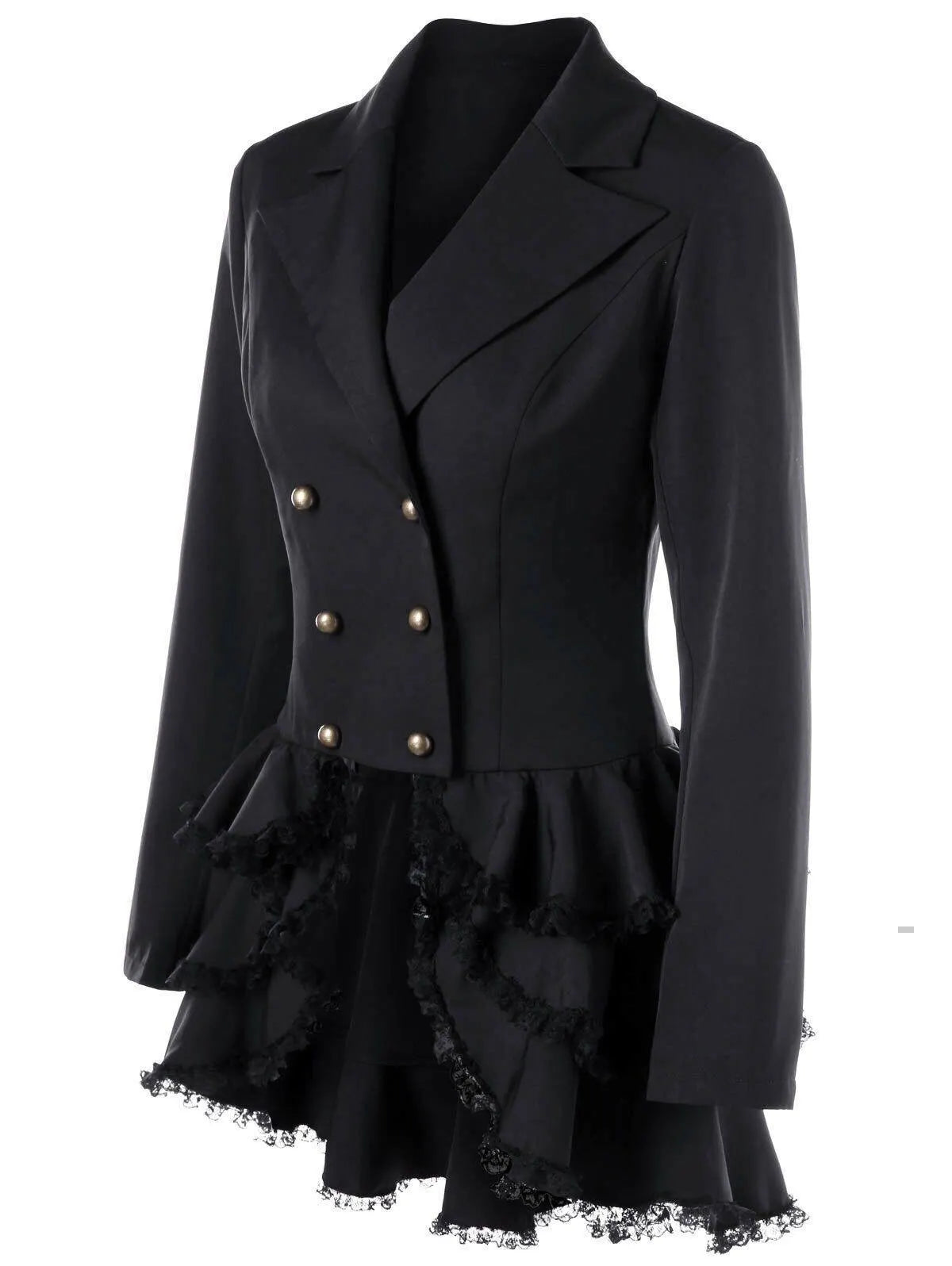 Double Breasted Ruffle Pendulum Coat