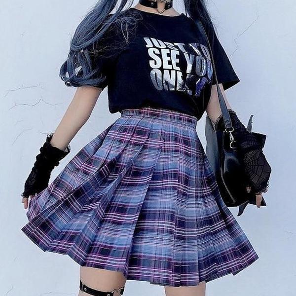 Purple Plaid Skirt