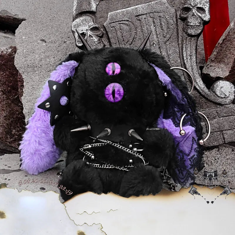 One-Eyed Doll Gothic Dark Plush Rabbit Crossbody Bag