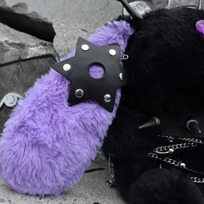One-Eyed Doll Gothic Dark Plush Rabbit Crossbody Bag