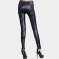 Lace Up Back Pu Leggings