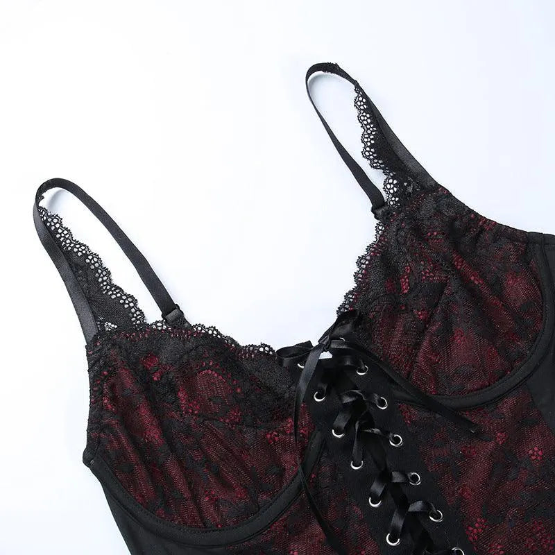 V-neck Strappy Lace Tank Top