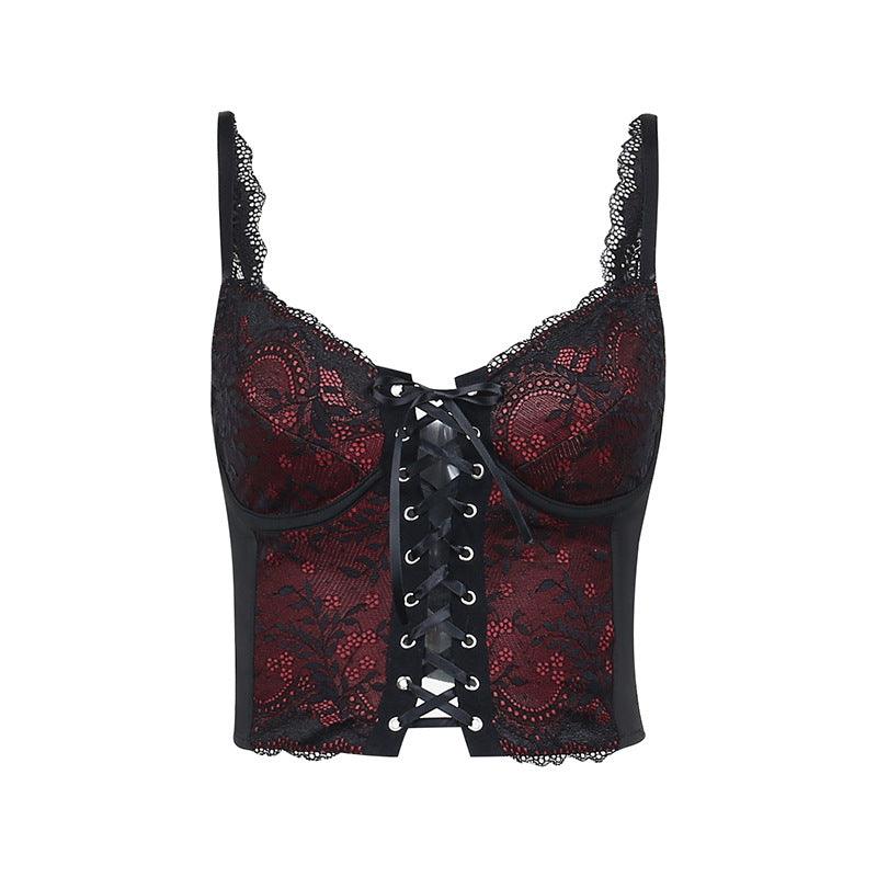 V-neck Strappy Lace Tank Top