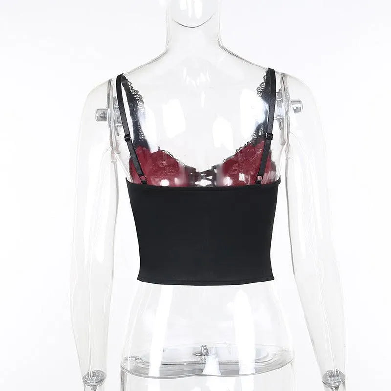 V-neck Strappy Lace Tank Top