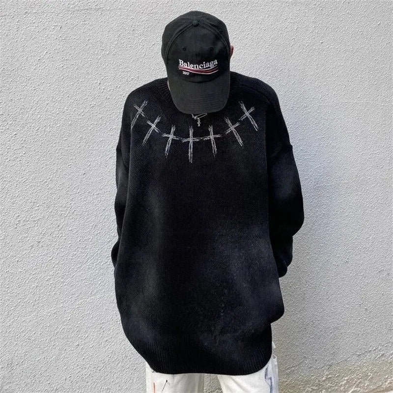 Cross Tie Dye Pullover Sweater