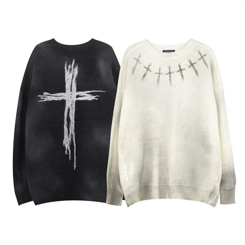Cross Tie Dye Pullover Sweater