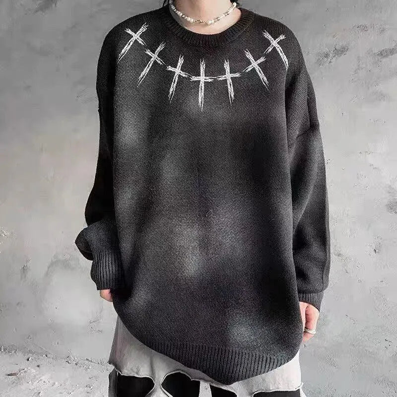 Cross Tie Dye Pullover Sweater