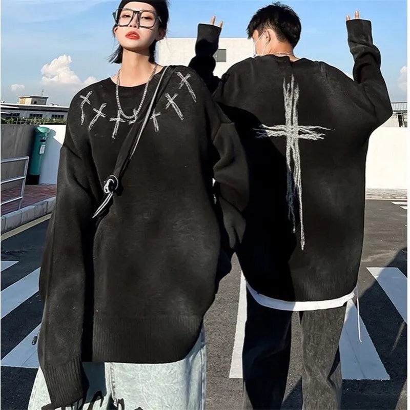 Cross Tie Dye Pullover Sweater