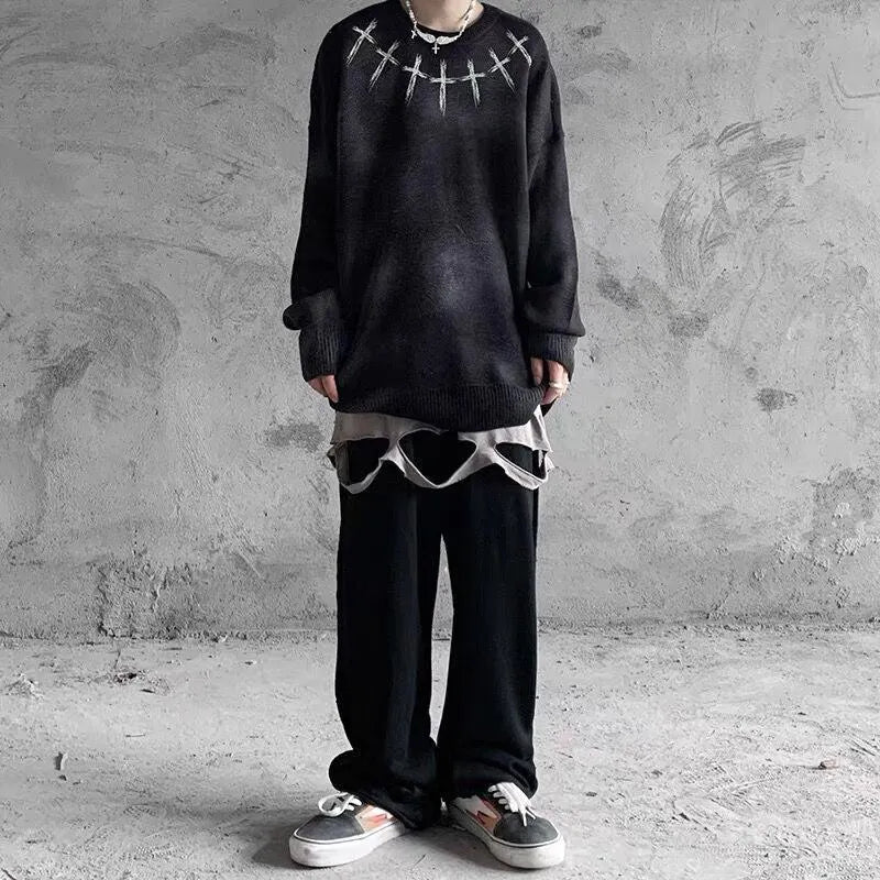 Cross Tie Dye Pullover Sweater