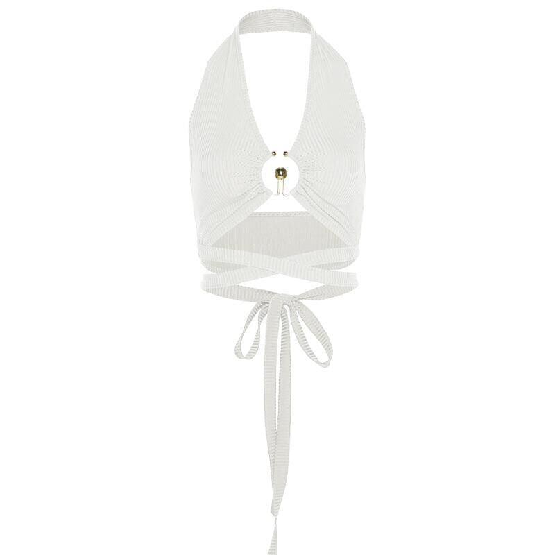 Cross Strap Halterneck Hollow Top
