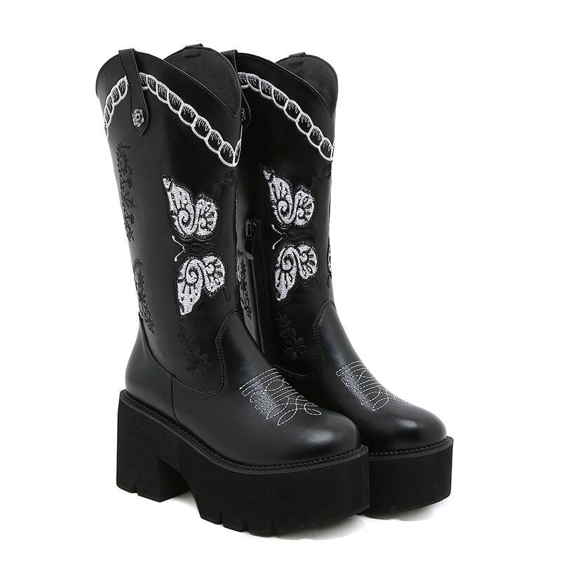 Butterfly Embroidered Boots