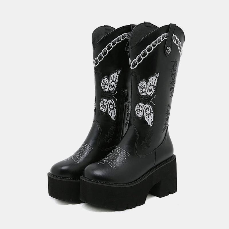 Butterfly Embroidered Boots