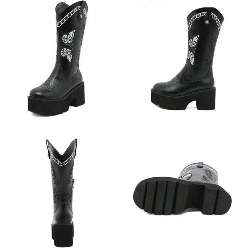 Butterfly Embroidered Boots