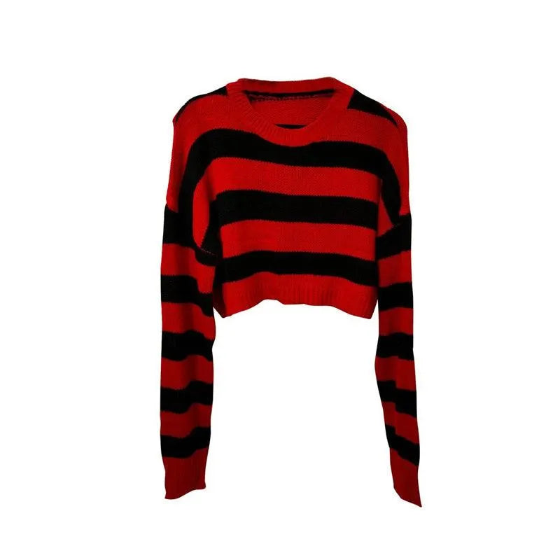 Red and Black Striped Sweater